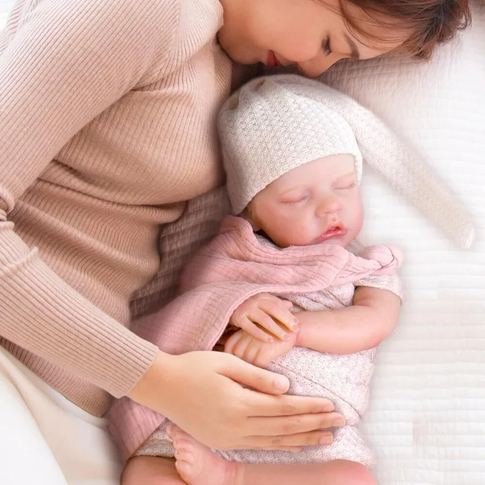 🆕18inch Soft Cloth Body Newborn Baby Poseable Limbs Pink Bella Doll Baby Girl